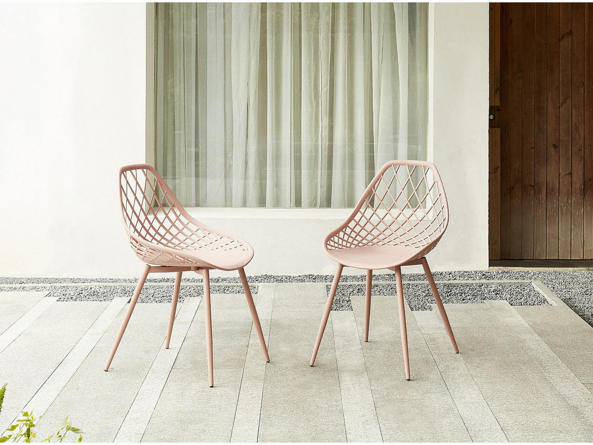 GARTENSTUHL - 54.5cm x 49cm - Polypropylen - rosa - MALAGA - Pink, Metall (54.5/84/49cm) - Vente-Unique