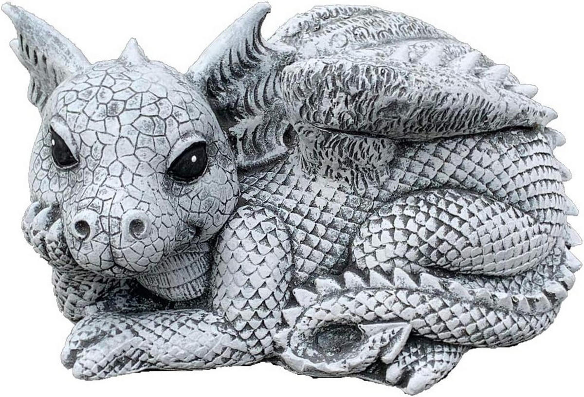 STEINFIGUR Drache Rudolfo frostfest wetterfest Gartenfigur - Grau, Stein (23/13/13cm) - stoneandstyle