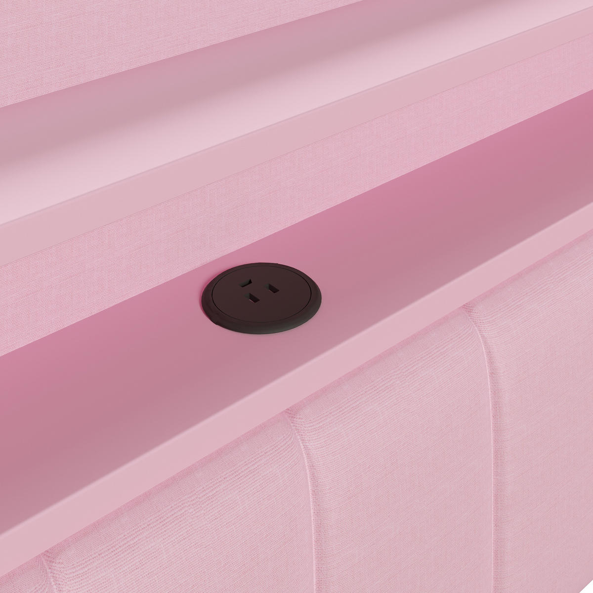 POLSTERBETT 140/200 cm & 90/190 cm in Rosa Leinen mit Ausziehbett, LED, USB und Schreibtisch - Rosa, Holzwerkstoff/Textil (140/200cm) - WISHDOR