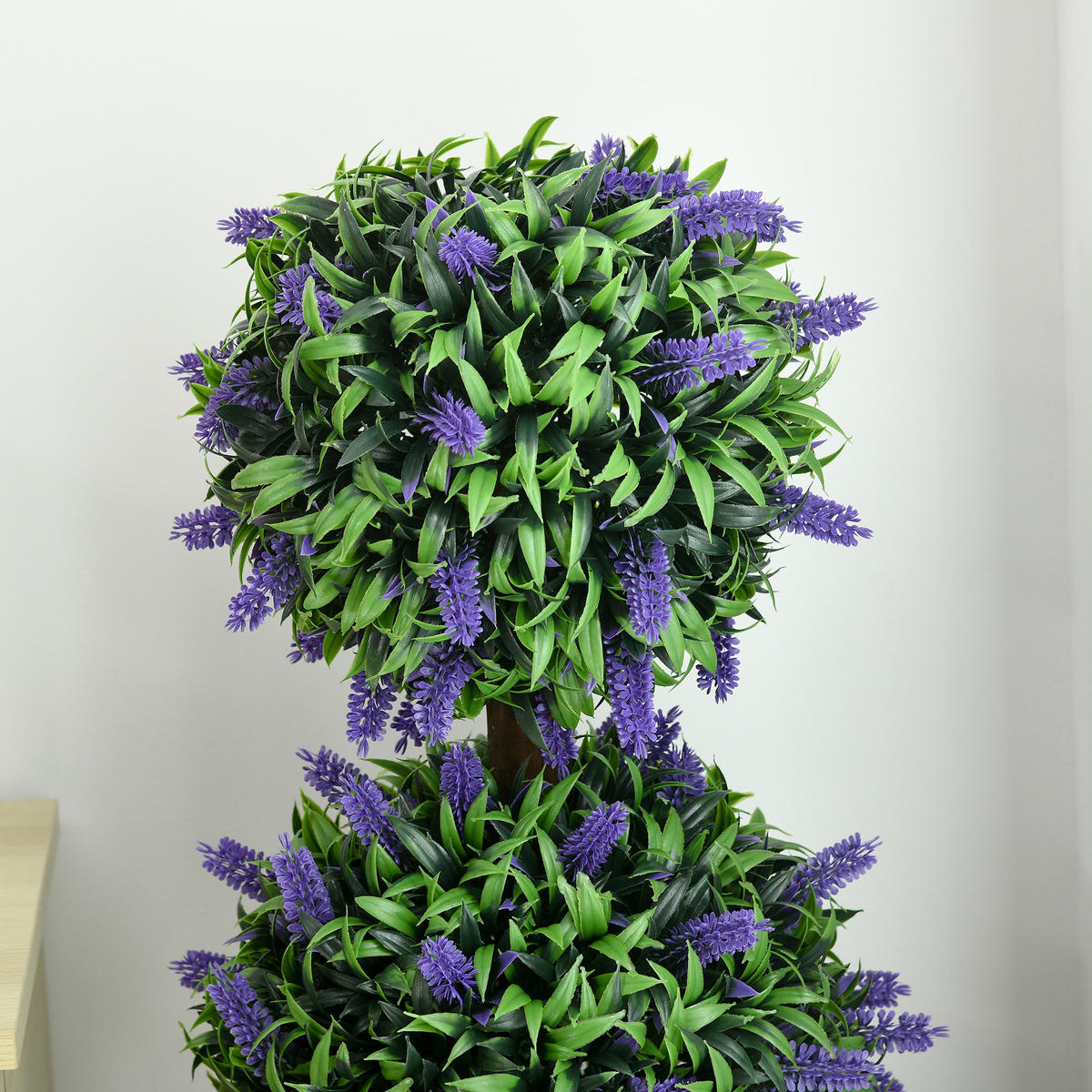 2ER-SET künstliche Lavendelbäume groß 110 cm Kunstpflanze mit 3 Kugel Grün - Grün, Kunststoff (110cm) - HOMCOM