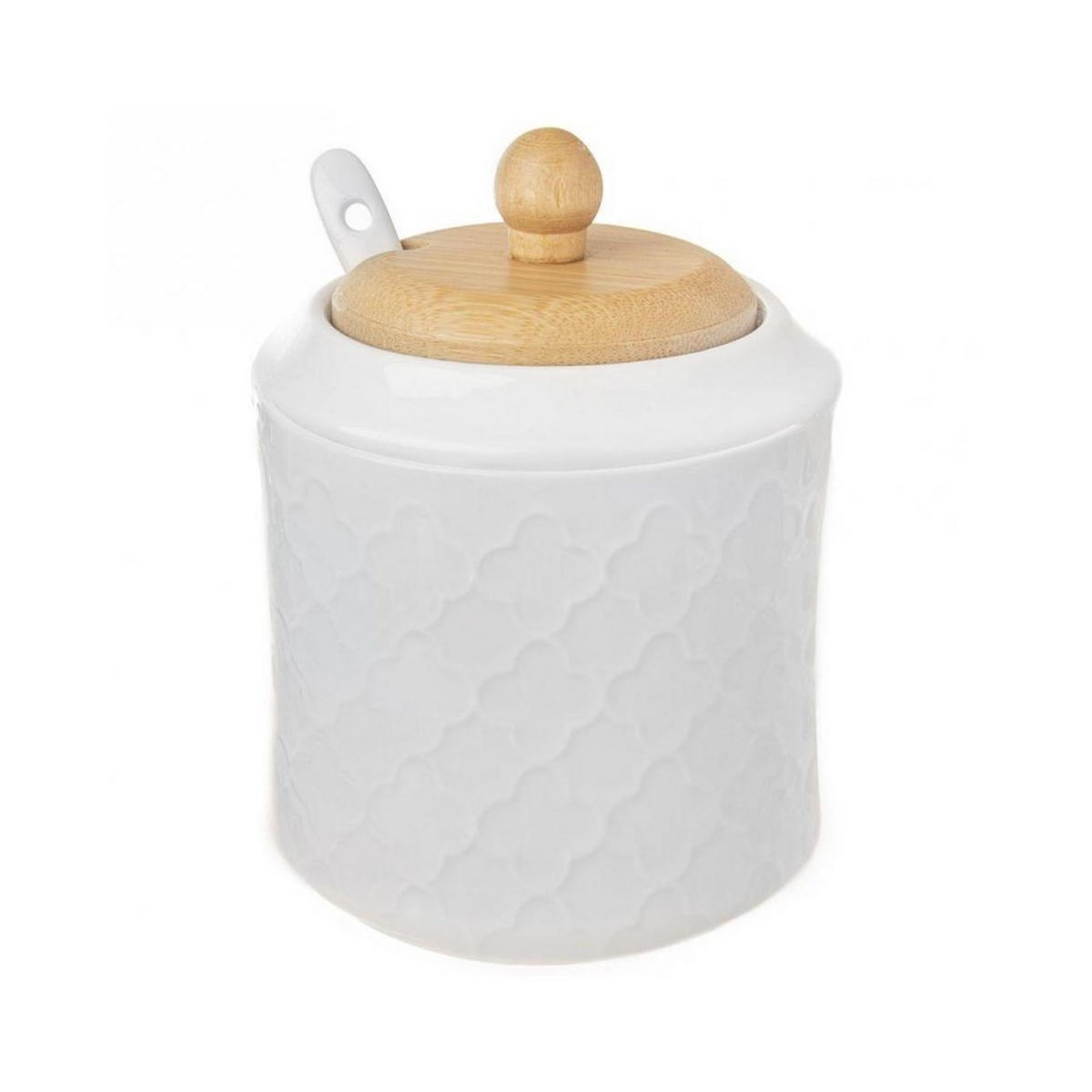 ZUCKERDOSE aus Porzellan, Zuckerdose mit Löffel 48713 - Weiß, Keramik (10/6.5cm) - Orion 