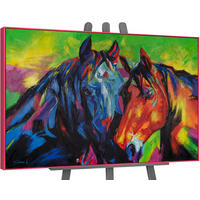GEMÄLDE Vielfarbige Mähnen Schattenfugenrahmen Pink 140x100 cm - Pink, Holz (140/100cm) - YS-art gallery