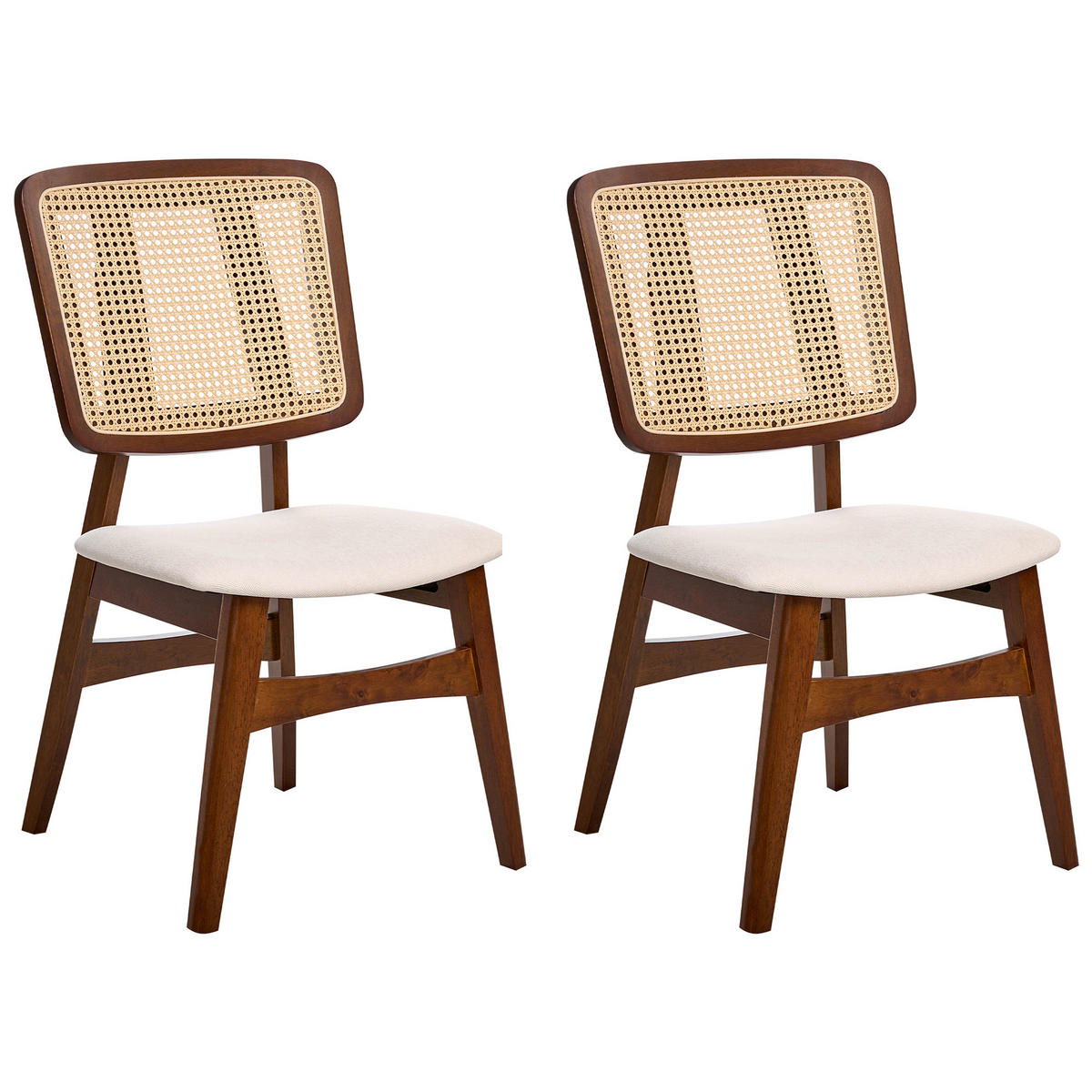 ESSZIMMERSTUHL 2er-Set Hellbeige/Dunkelbraun Alcova - Dunkelbraun/Beige, Holz (51/93/54cm) - Beliani