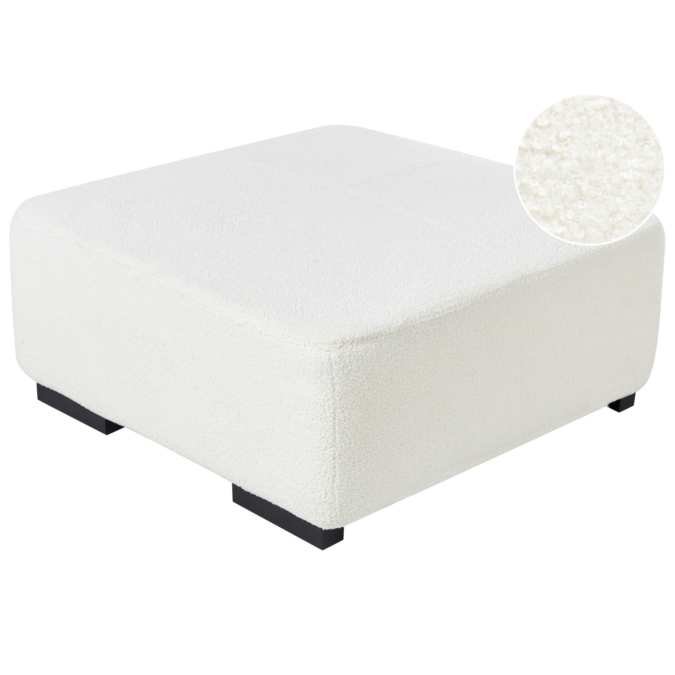 OTTOMANE Bouclé Weiß Lungo - Weiß, Textil (80/35/80cm) - Beliani
