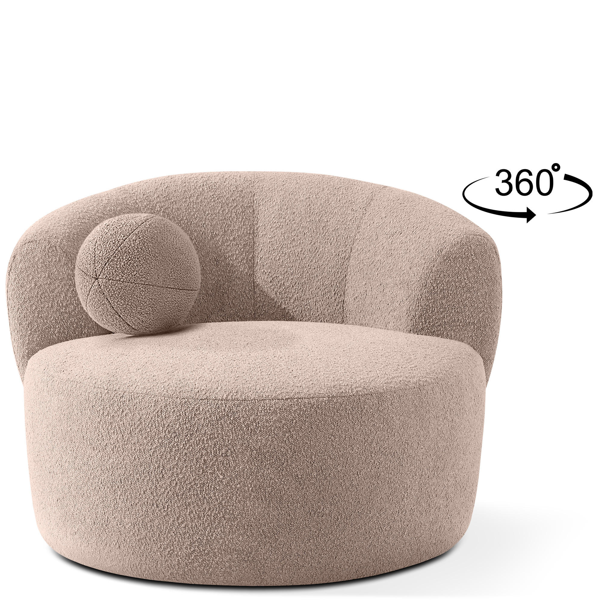 DREHSESSEL VIRA, Rosa, Bouclé - Pink/Schwarz, Holz/Holzwerkstoff (105/76/100cm) - KONSIMO®