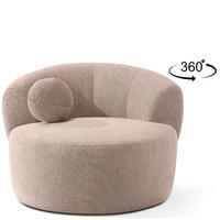 DREHSESSEL VIRA, Rosa, Bouclé - Pink/Schwarz, Holz/Holzwerkstoff (105/76/100cm) - KONSIMO®