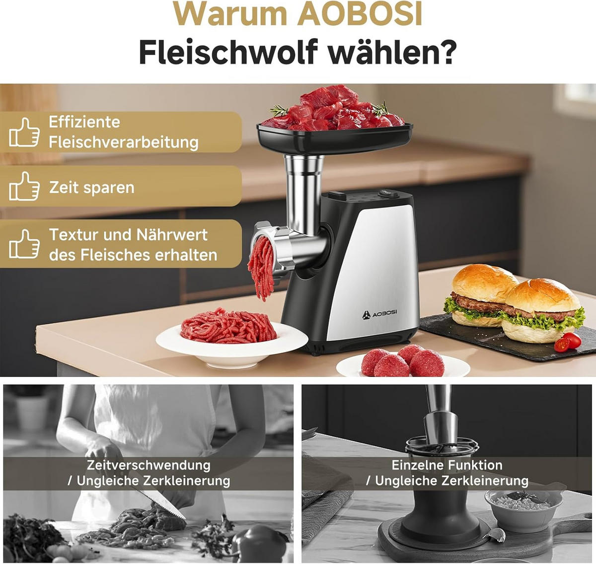 FLEISCHWOLF AAO-12 Schwarz Edelstahl - Schwarz, Metall (35/51/42cm) - AAOBOSI