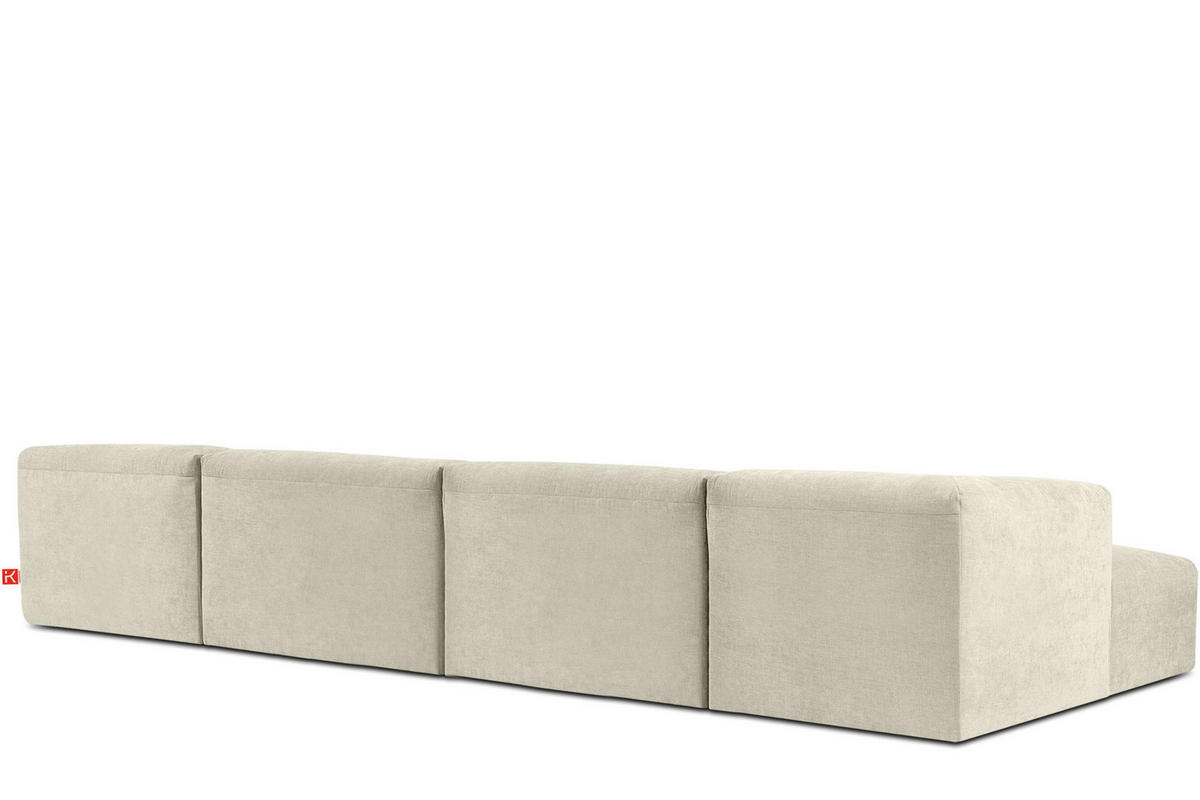 PANORAMA-ECKSOFA BUFFO 7/8 Sitzer mit extrem weicher Sitzfläche, Gewebestoff, ecru - Ecru, Textil (424/73/180cm) - KONSIMO®