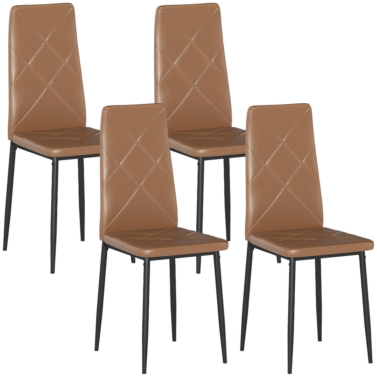 STÜHLE Braun 4 Stück - Braun, Leder (41/97/50cm) - GiPP