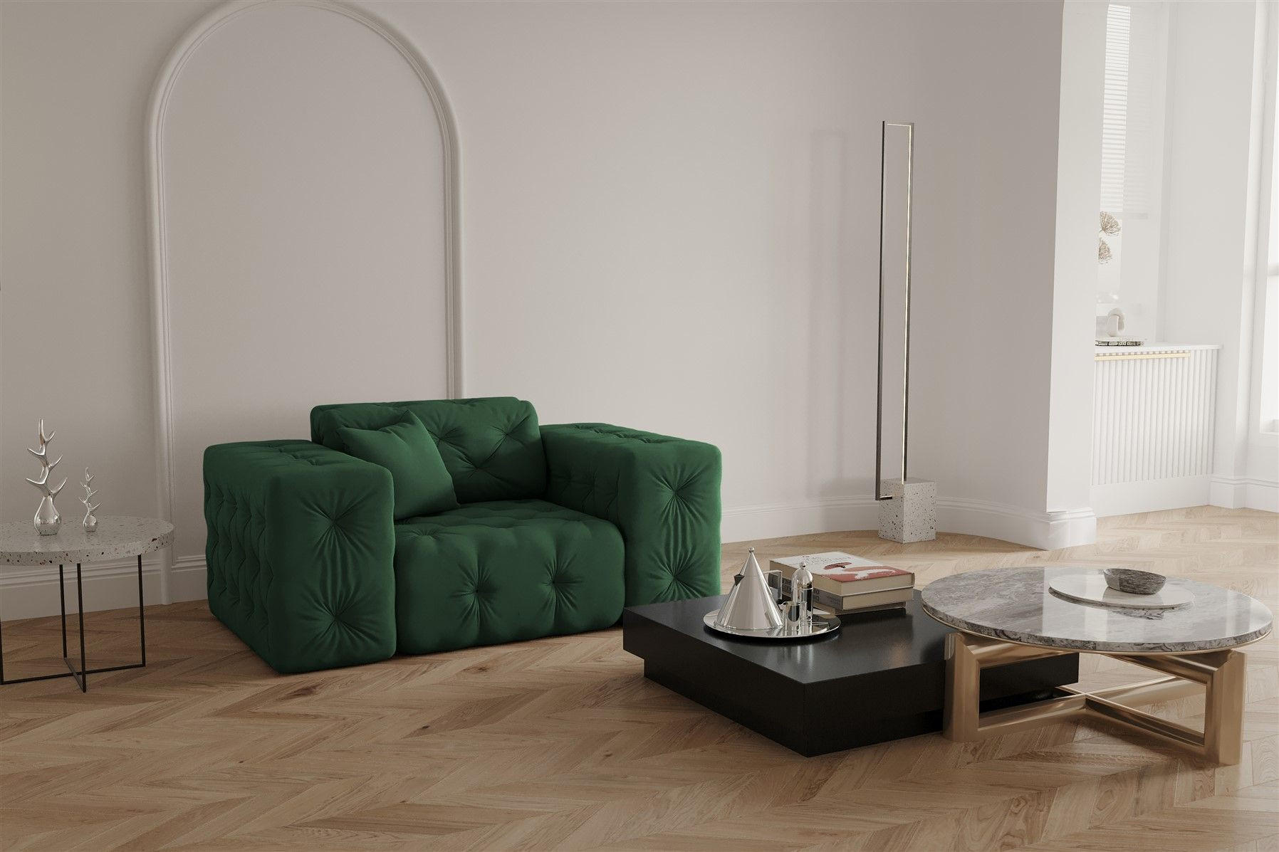 SESSEL Chantal - Grün, Holzwerkstoff/Textil (121/78/96cm) - Fun Möbel