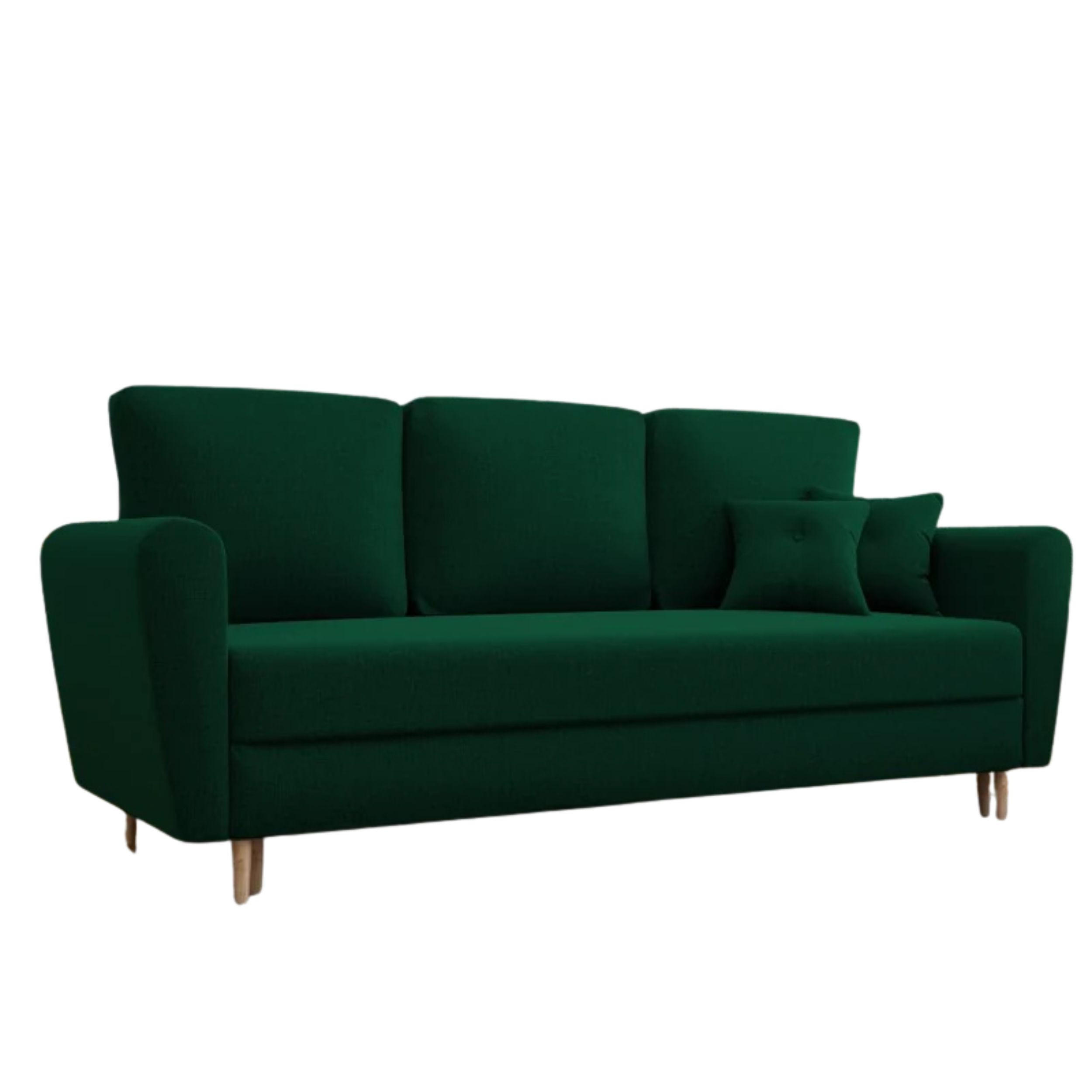 SCHLAFSOFA LILI, Sofa mit Schlaffunktion und Bettkasten, Farbe: Grün, Veloursstoff - Grün, Textil (229/95/87cm) - Sepro Meble