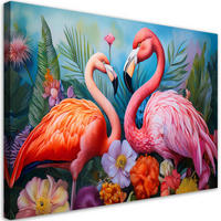 WANDBILD flamingos vögel exotische tiere - Pink, Textil (60/40cm) - Feeby