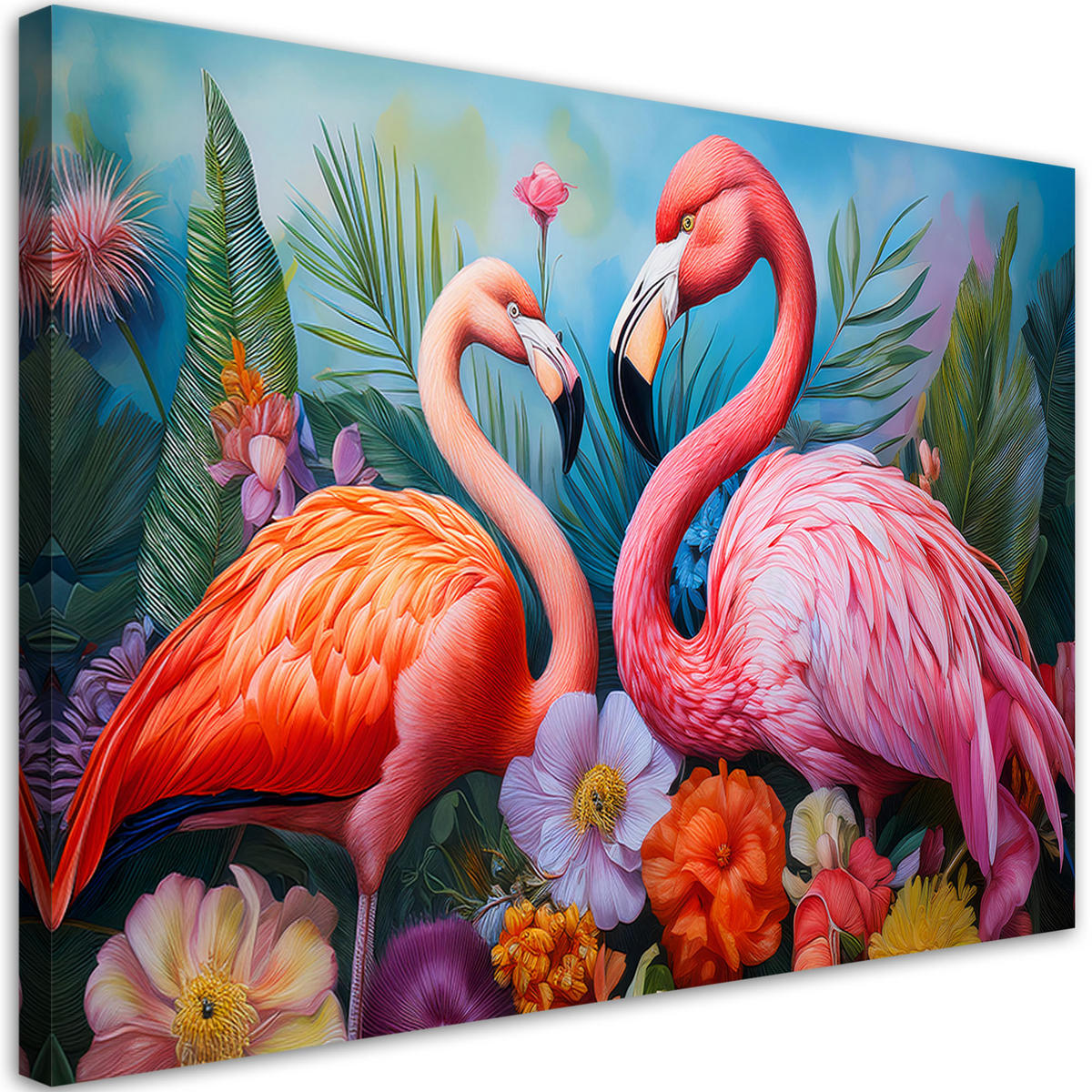WANDBILD flamingos vögel exotische tiere - Pink, Textil (60/40cm) - Feeby