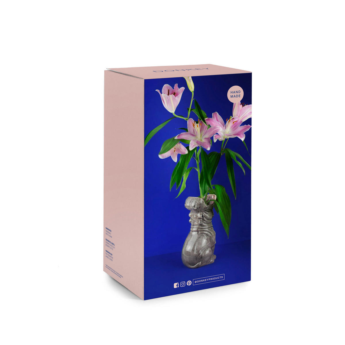 BLUMENVASE Hungry Hippo, Dolomit, Grau, 29 cm - Grau, Keramik (29cm) - Donkey Products