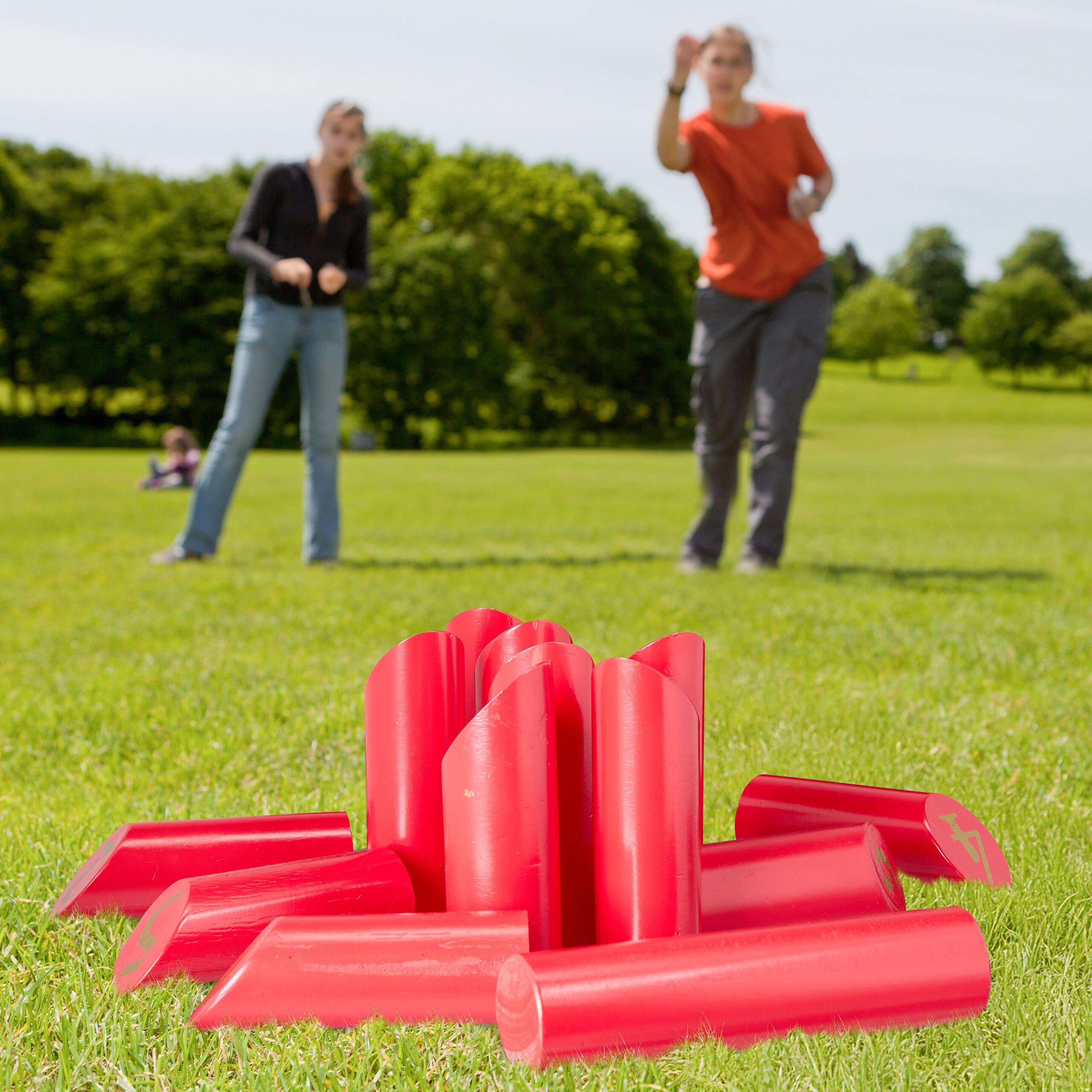 KUBB-WIKINGERSPIEL - Rot, Holz/Textil (5/20/5cm) - Relaxdays