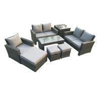 GARTENSET Polyrattan Dunkelgrau 8-Sitzer - Dunkelgrau, Metall - Fimous
