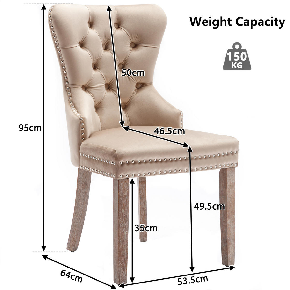 ESSZIMMERSTUHL 2er Set gepolstert Holzbeine beige - Beige, Holz (53.5/95/64cm) - LEBENLANG