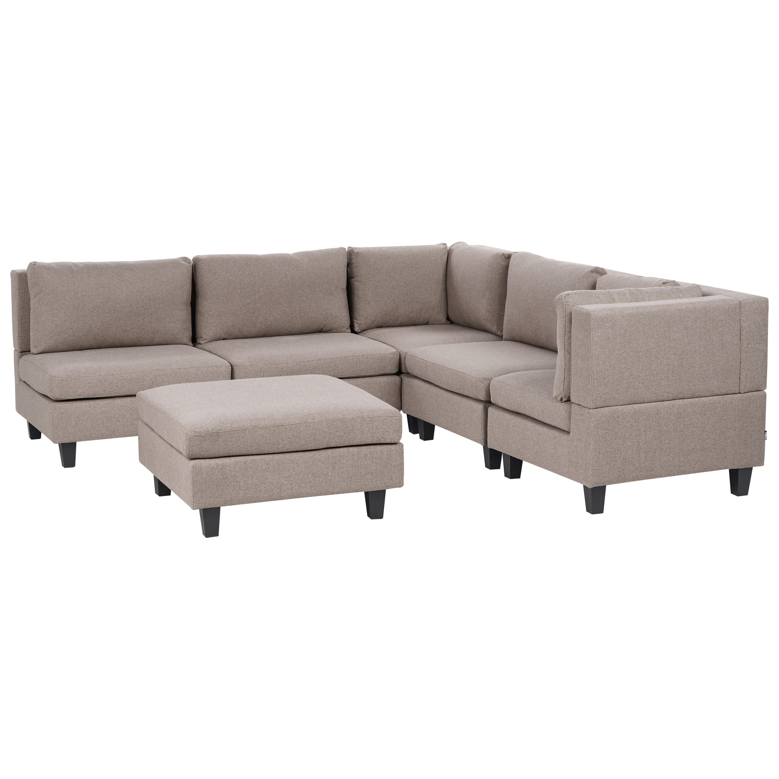 COLȚAR modul cu 5 locuri pe partea stângă maro textil cu otomană Unstad - maro/negru, material textil (228/228cm) - Beliani