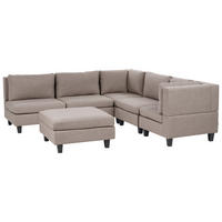 COLȚAR modul cu 5 locuri pe partea stângă maro textil cu otomană Unstad - maro/negru, material textil (228/228cm) - Beliani