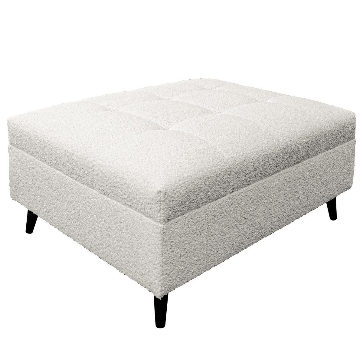 ECKSOFA mit Ottomane und Hocker - Hellgrau/Schwarz, Birkenholz/Textil (247/174cm) - home24