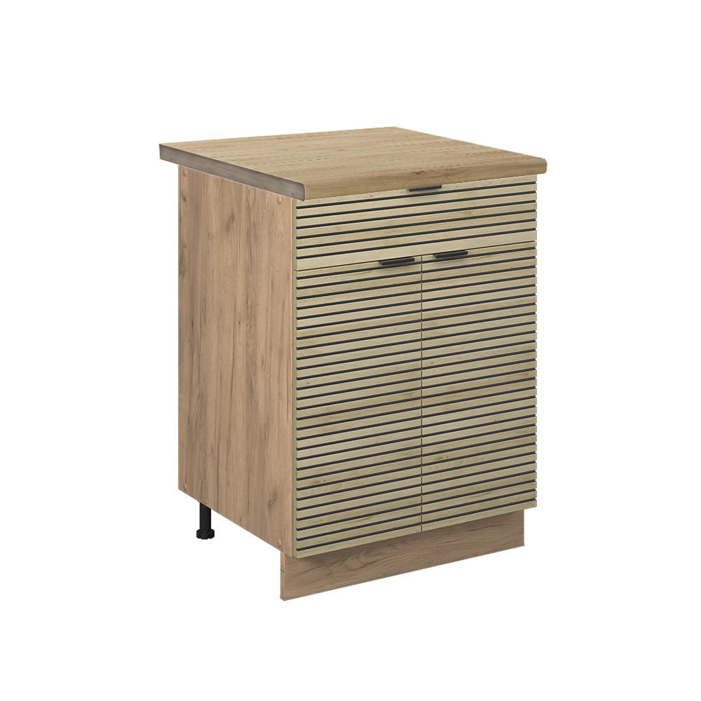 KÖKSUNDERSKÅP Fame-Line Ekpanel 60 cm med låda, AP ek Ekfärgad, Honungsek 82/60/60 cm