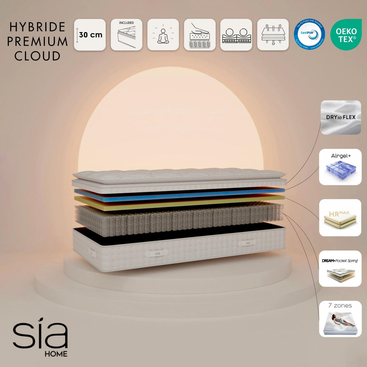 MATRATZE 90cm - Weiß, Textil (200/90cm) - Sia Home