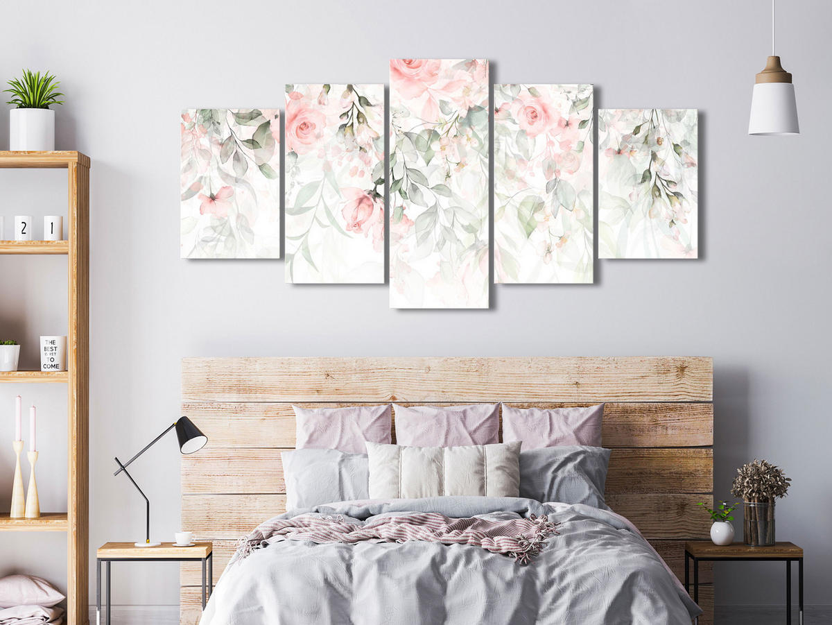 KUNSTDRUCK Grün 100/50 cm - Pink/Grün, Textil (100/50cm) - KUNSTLOFT