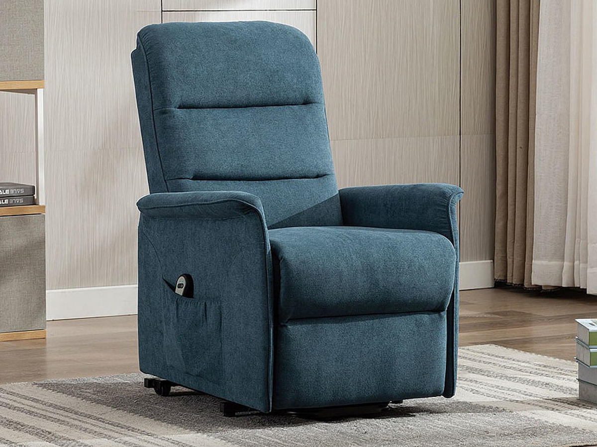 RELAXSESSEL Fernsehsessel elektrisch - Stoff - Blau - CAPUCINE - Blau, Textil (73/100/94cm) - Vente-Unique