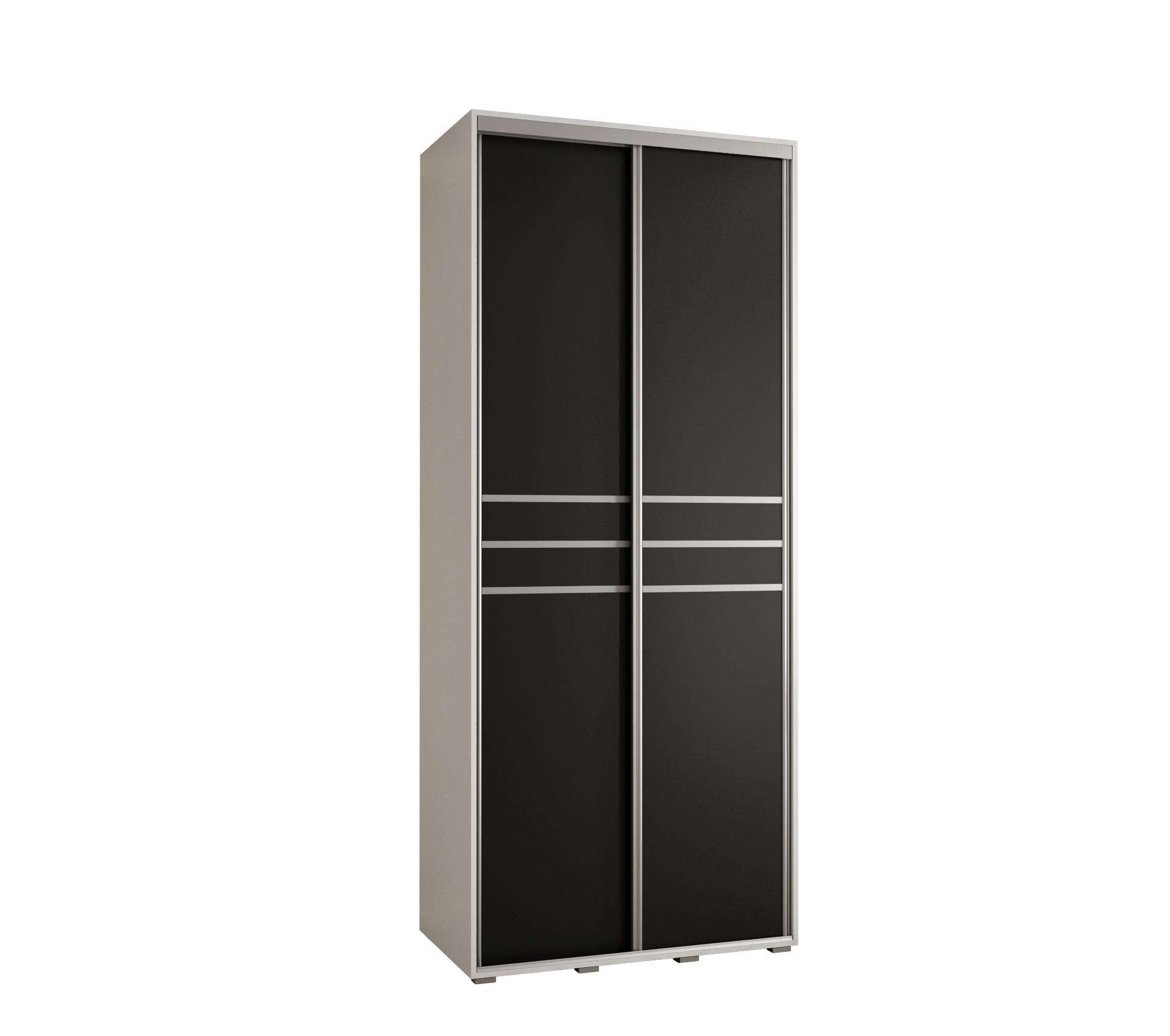 Abiks Möbel Schwebetürenschrank Weiß, Schwarz, Silber 100x235x60 cm