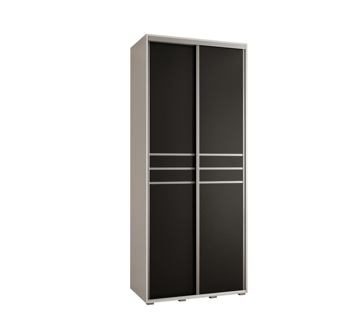 SCHWEBETÜRENSCHRANK 235,2/100/45 2-türig - Silberfarben/Schwarz, Holz/Metall (100/235/45cm) - Abiks Möbel