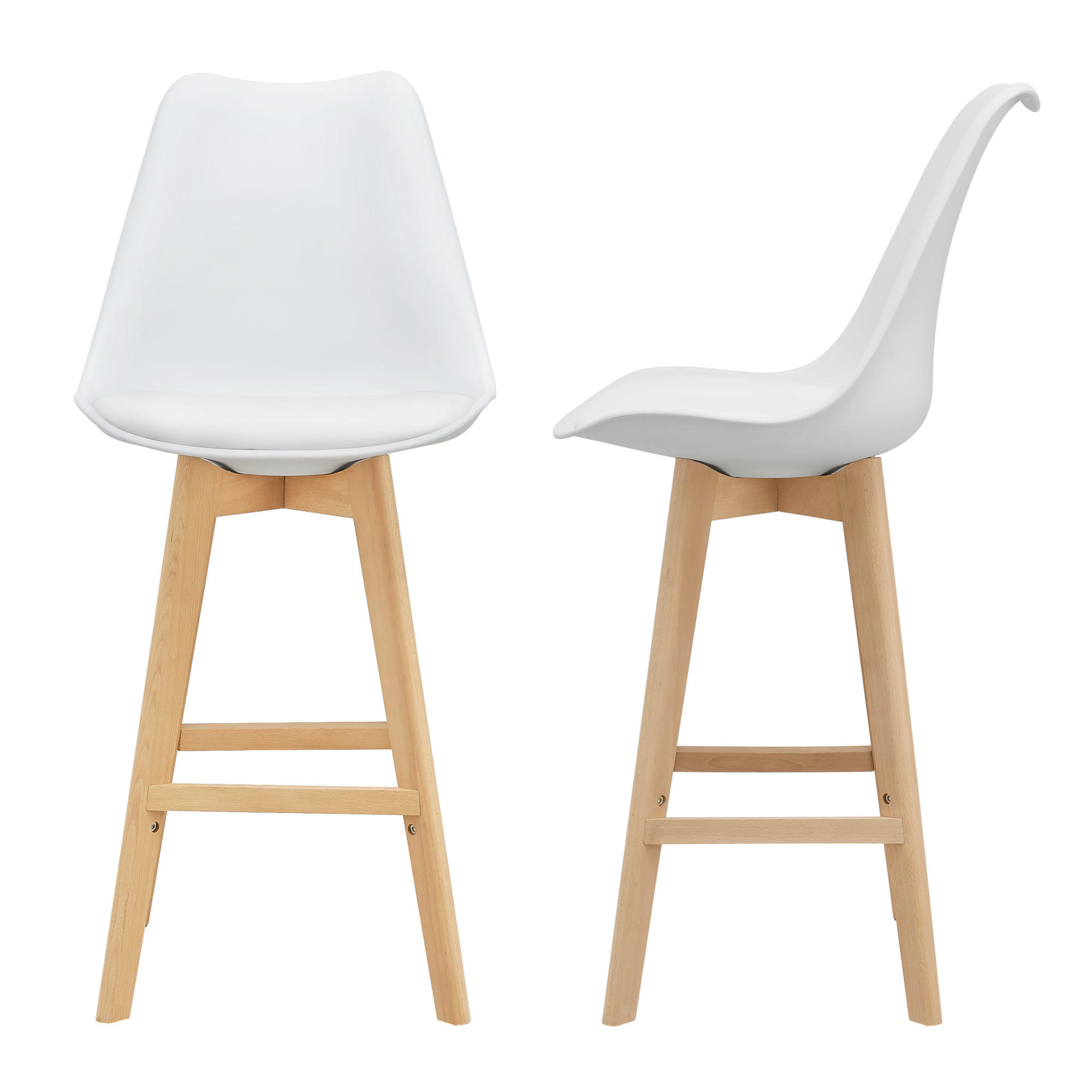 BARSTUHL Lublin 2er-Set - Weiß, Holz (48/105/58cm) - [en.casa]