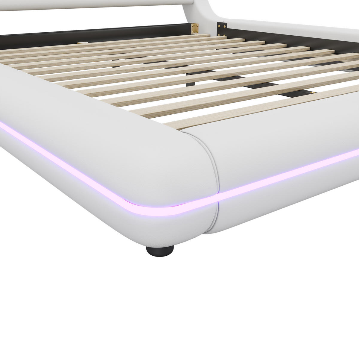 POLSTERBETT 160/200 cm weiß aus PU mit LED-Beleuchtung - Weiß, Kunststoff (160/200cm) - OKMYHOME