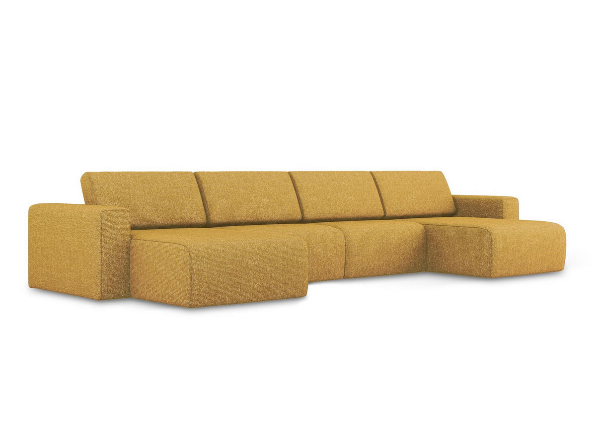 WOHNLANDSCHAFT Strukturstoff Stoff Gelb - Currygelb/Gelb, Kunststoff/Textil (404/80/167cm) - Makamii