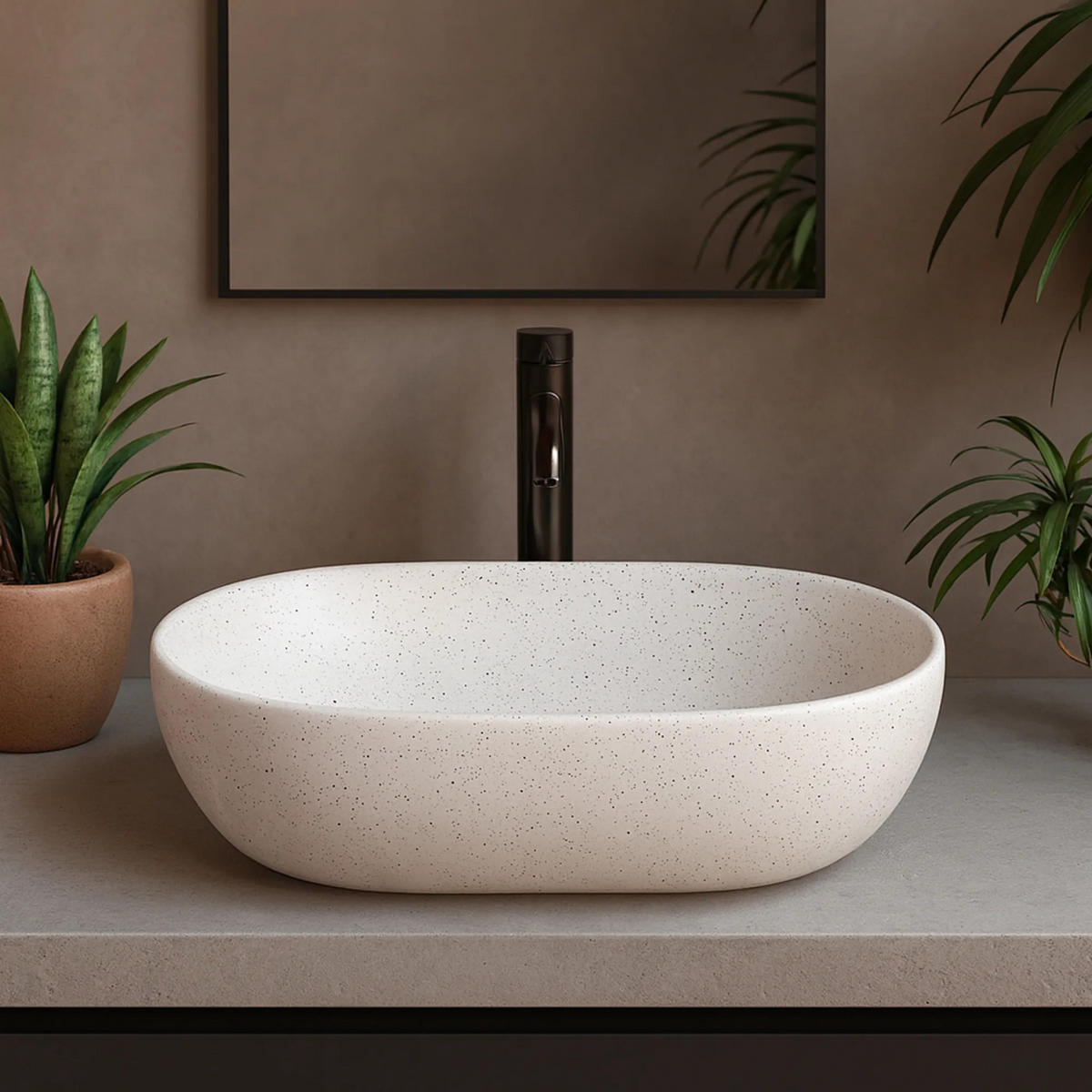 AUFSATZWASCHBECKEN Rea Amelia Warm - Weiß, Keramik (34.5/13.5/48cm) - REA