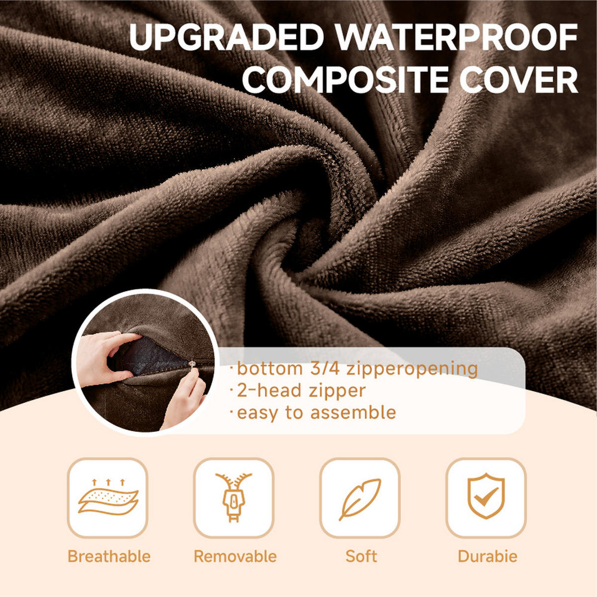 SITZSACK 120cm Grau Weicher - Braun, Textil (120/28/120cm) - Raelunyi