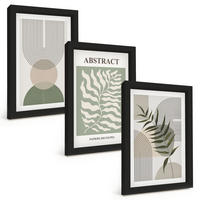 BILDER SET 3er Set - 20x30 cm Schwarzer Rahmen - Botanische Boho-Abstraktionen - Schwarz, Kunststoff (20/30cm) - TULUP