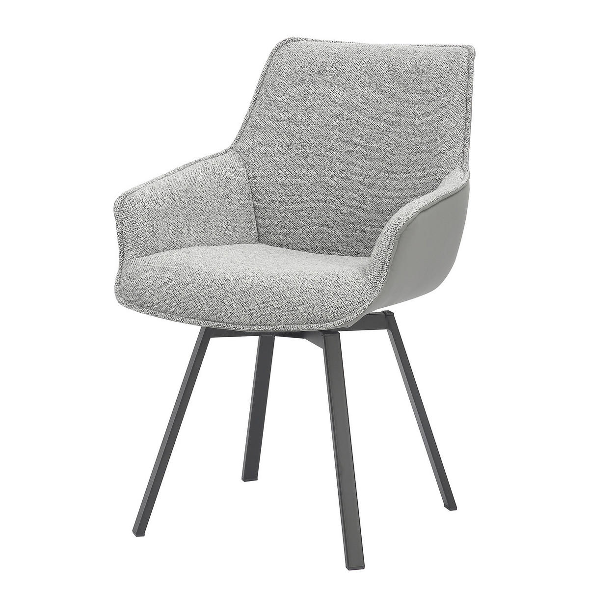 ARMLEHNENSTUHL - 2er-Set - Grau, Textil/Metall (57/87/63cm) - home24