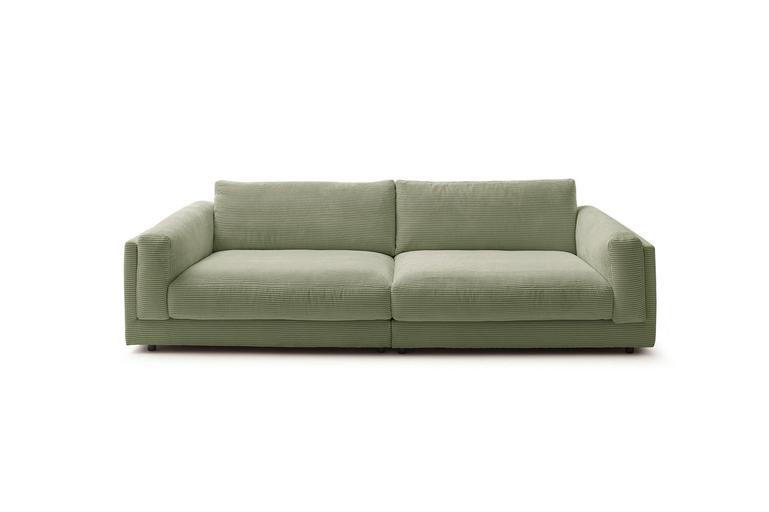 BIG SOFA RAINA Grün Cord - Schwarz/Olivgrün, Kunststoff/Textil (254/85/150cm) - KAWOLA