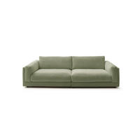 BIG SOFA RAINA Grün Cord - Schwarz/Olivgrün, Kunststoff/Textil (294/85/150cm) - KAWOLA