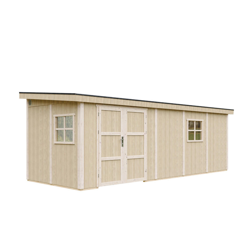 GARTENHAUS 14,3 m² - H231x248x648 cm - Ohne Boden und Seitenwand – M941B - Beige, Holz (236/231/604cm) - Timbela