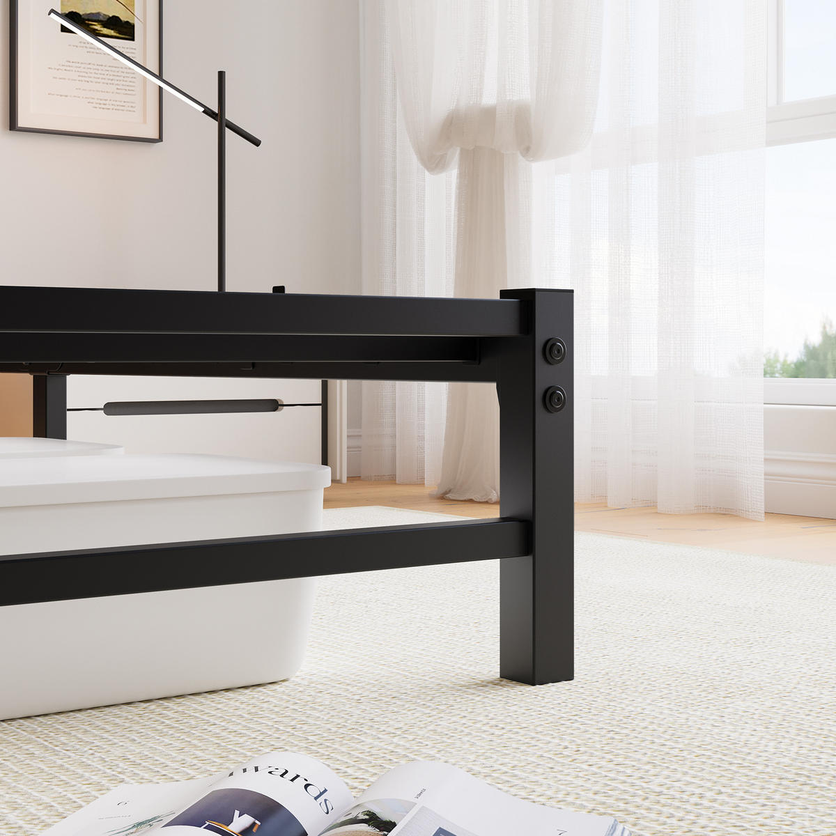 METALLBETT 140/190 cm DE-35530 mit LED und USB-Ladestation Schwarz - Schwarz, Metall (140/190cm) - ComfortXL