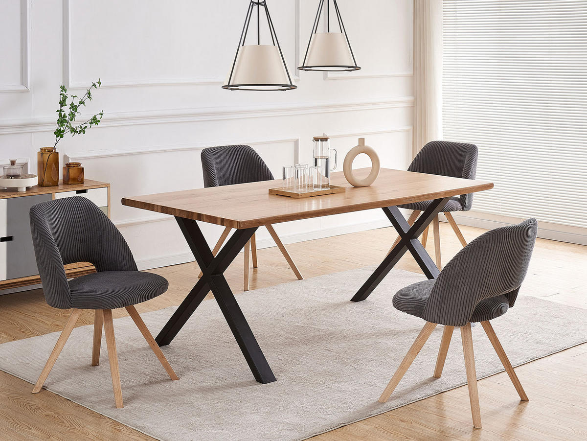STUHL MARY Anthrazit 2 Stück - Anthrazit, Eichenholz/Textil (53/81/59cm) - B&D Home
