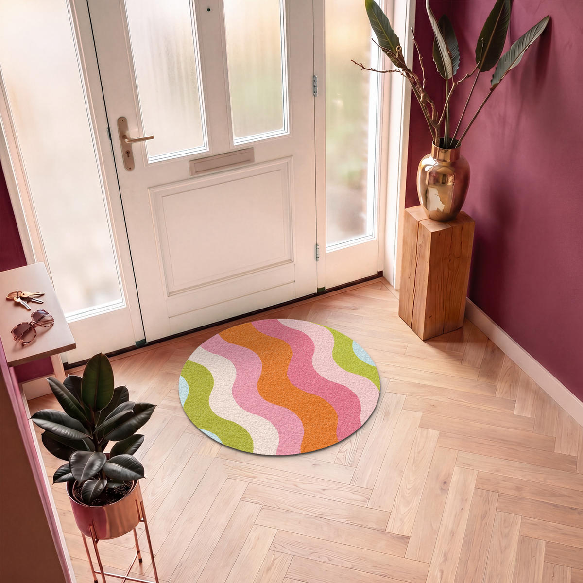 ROHOŽKA Oběžné dráhy - Vlny - Barevné - Vertikální 90x90 cm - různobarevná, textil/umělá hmota (90/0.4cm) - MuchoWow