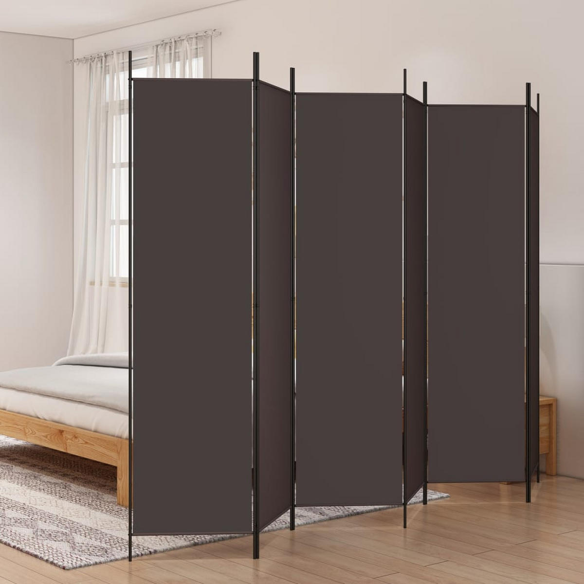PARAVENT 6-teilig Braun 300/200 Cm Stoff - Braun, Textil (300/200/0.1cm) - vidaXL