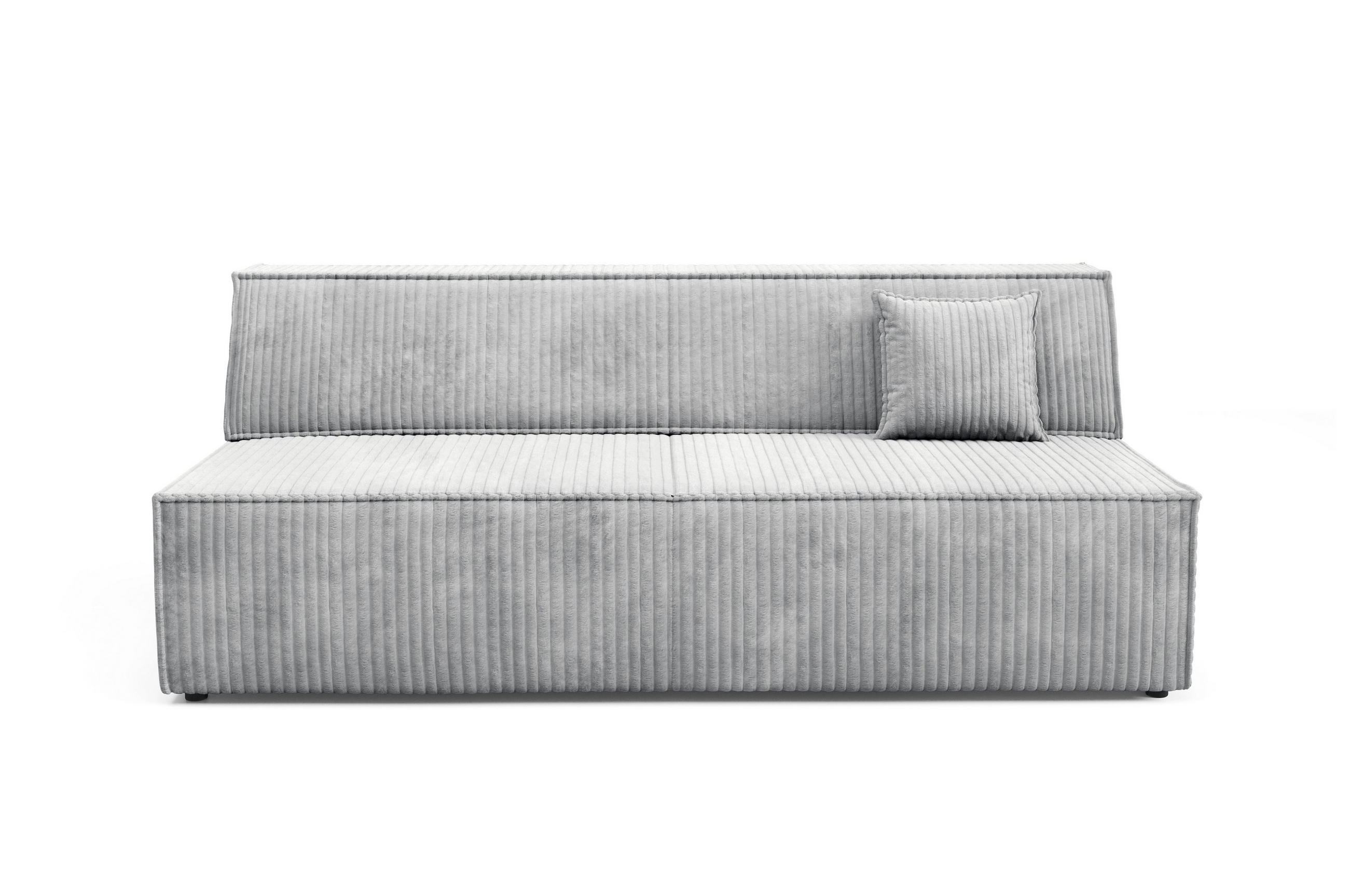 BETTSOFA TESSO Grau Kordstoff mit Schlaffunktion - Grau, Holz (202/74/94cm) - MASSENO
