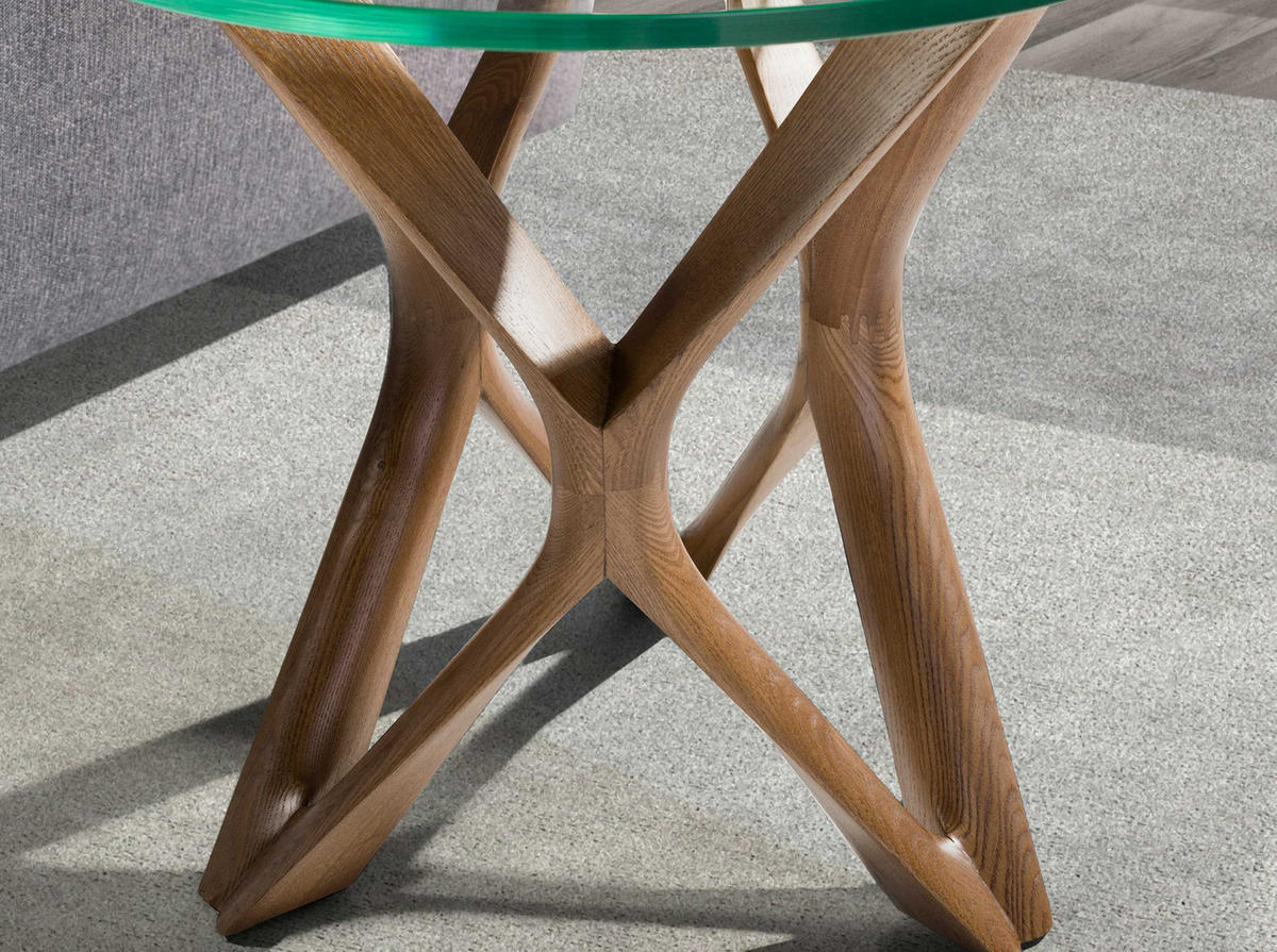 BEISTELLTISCH rund Glas | Walnuss 50/50/41 cm - Transparent/Walnussfarben, Glas (50/50/41cm) - ANGEL CERDA