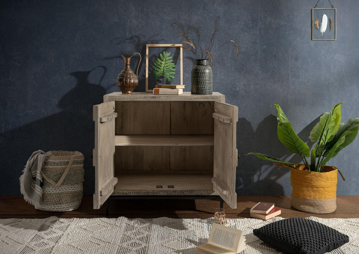 KOMMODE Mango 86x46x86 grau lackiert STILMÖBEL #108 - Grau, Holz (86/86/46cm) - Massivmoebel24
