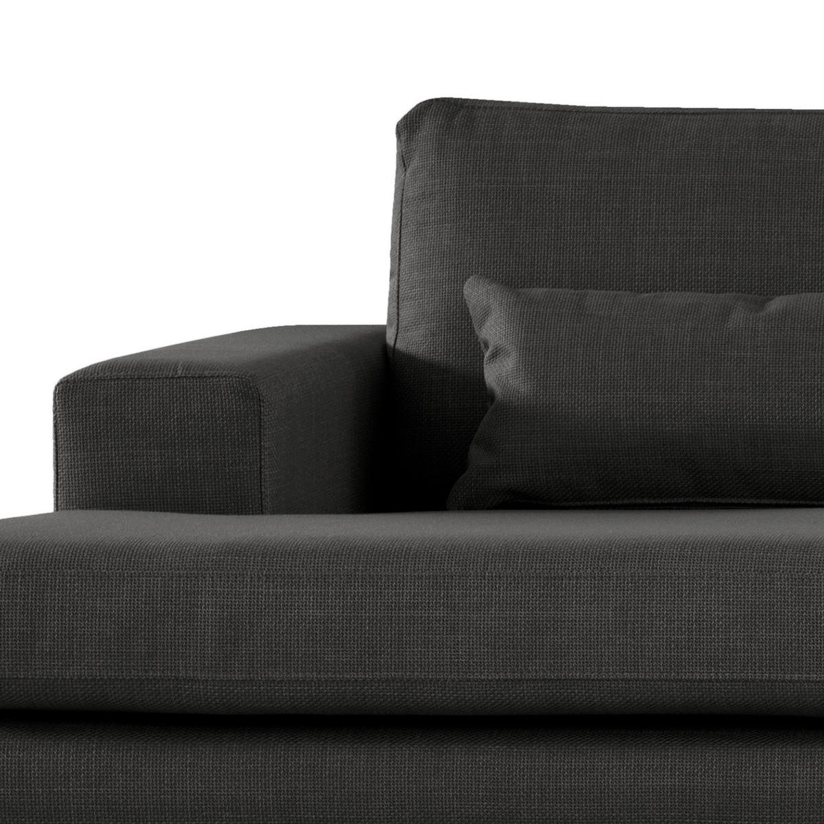 WOHNLANDSCHAFT mit Longchair - Eichefarben/Schwarz, Eichenholz/Textil (371/81/219cm) - home24