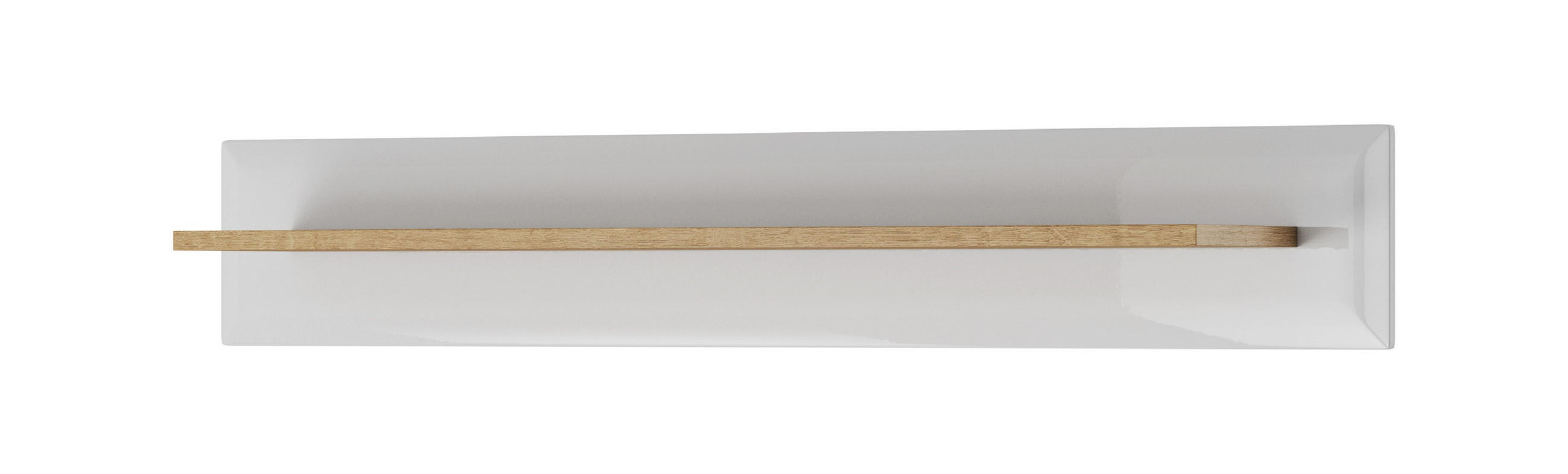 WANDREGAL Nodis Weißer Glanz und Riviera Eiche, Hängende Ablage - Braun/Weiß, Holzwerkstoff (107/17/19cm) - Bettso