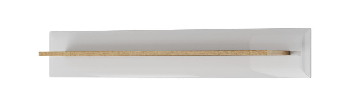 WANDREGAL Nodis Weißer Glanz und Riviera Eiche, Hängende Ablage - Braun/Weiß, Holzwerkstoff (107/17/19cm) - Bettso